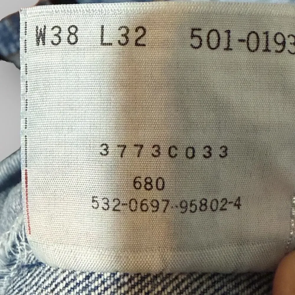 Vintage 1993 Levis 501 Jeans Made in USA Deadstock NWT 38x32 Button Fly Denim
